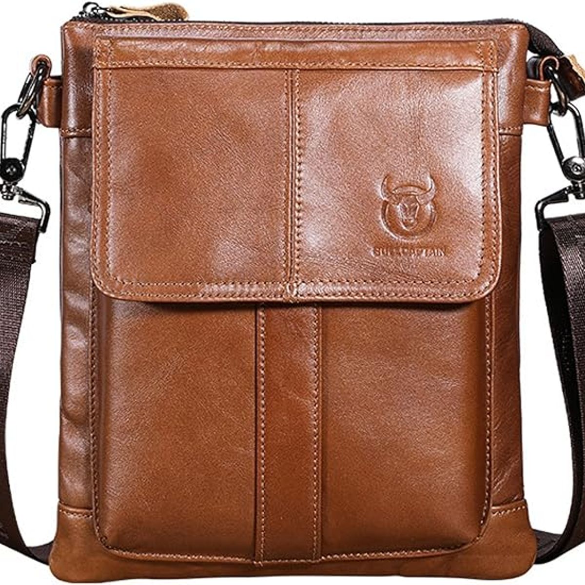 BULLCAPTAIN - BullCaptain - Morral de Cuero DJB-666-BR - Marrón