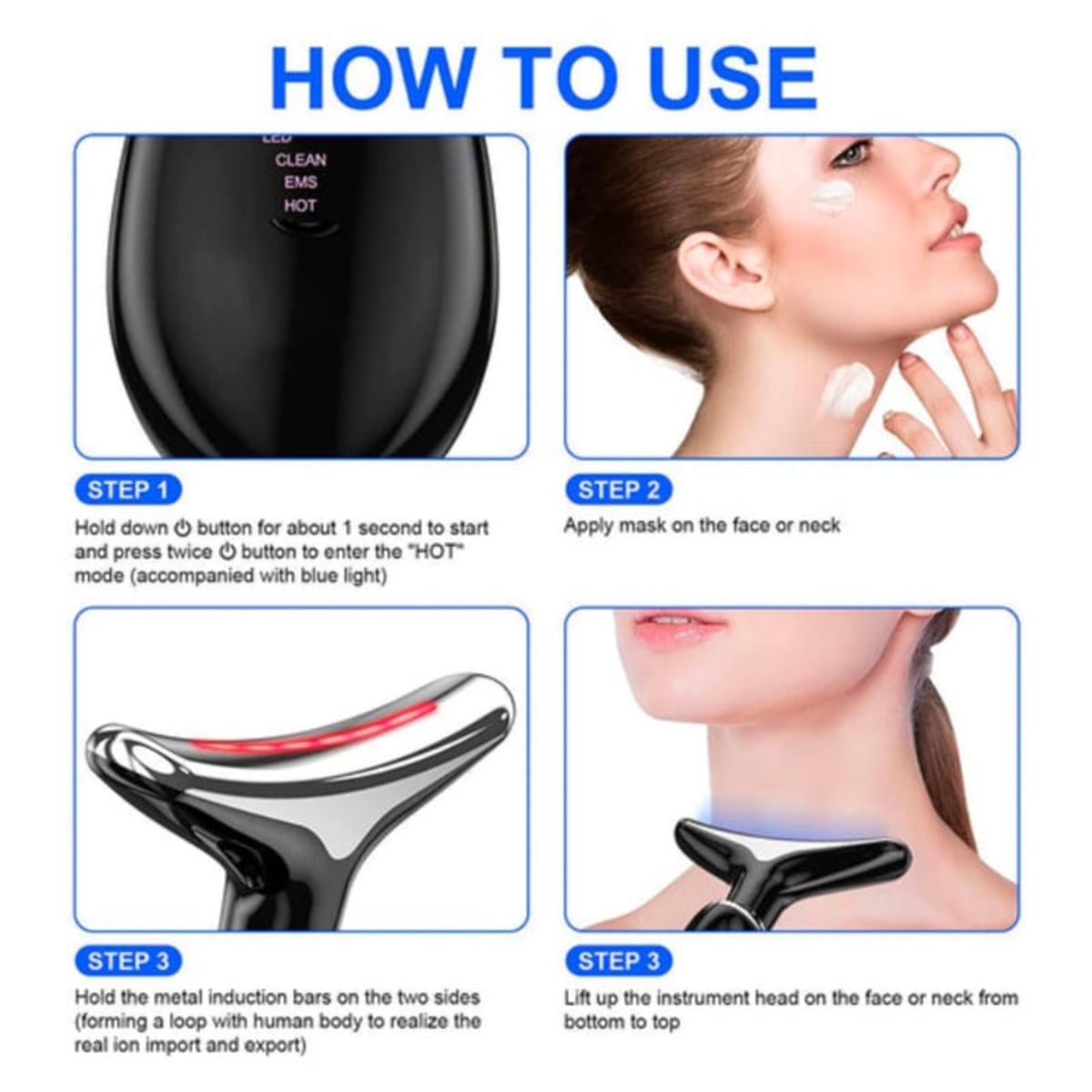 OEM - Masajeador Led Reductor de Arrugas y Papada negro