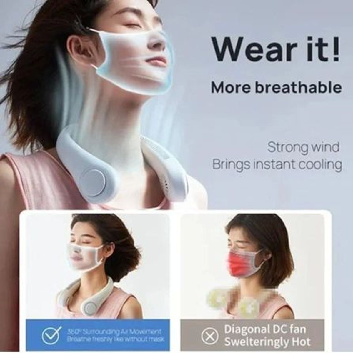 OEM - VENTILADOR PORTÁTIL PARA CUELLO MANOS LIBRES