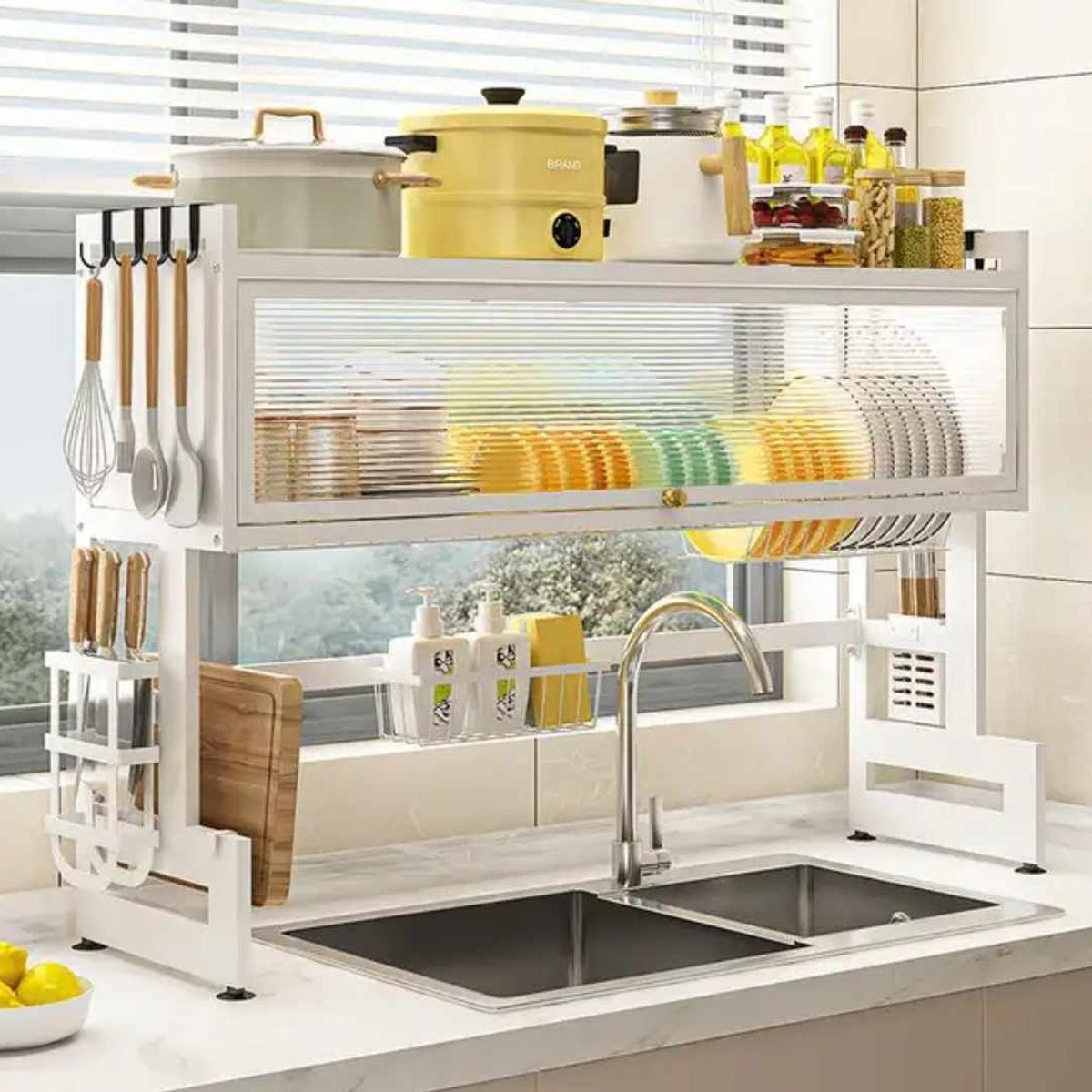 GENERICO - Escurridor de Platos 85cm Acero Inoxidable de Fregadero Cocina y Tapa