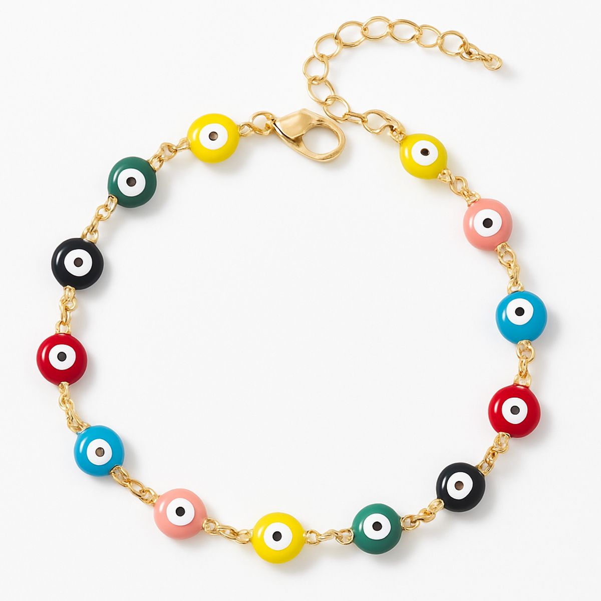 GENERICO - Pulsera Ojo Turco Multicolor Mujer Acero Inoxidable Dorado Ajustable