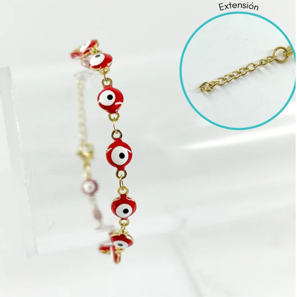 GENERICO - Pulsera Ojos Turcos Rojo buena energía Mujer