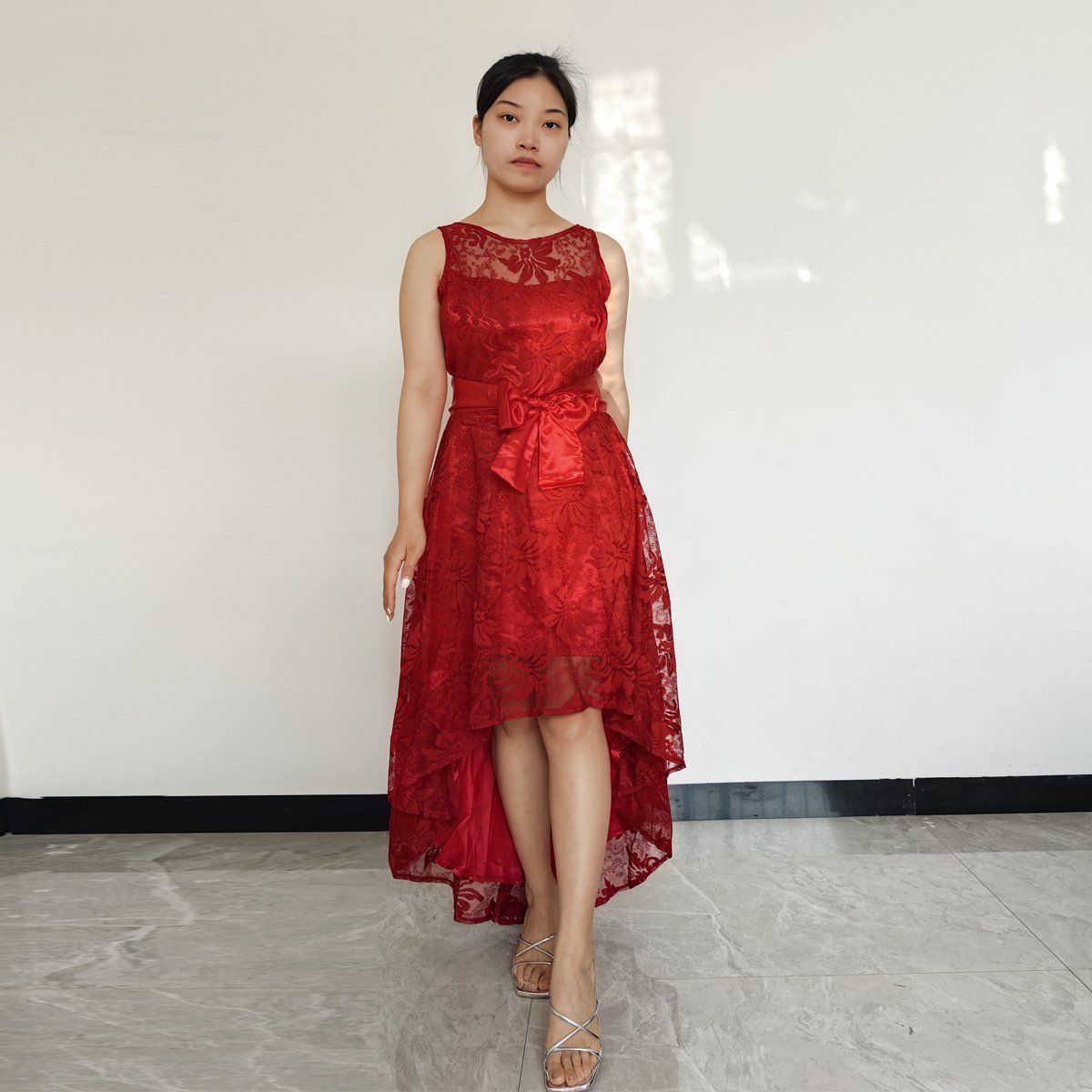 RINODERINA - Vestido Largo Elegante Encaje Moda Mujer