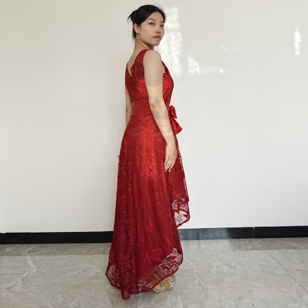 RINODERINA - Vestido Largo Elegante Encaje Moda Mujer