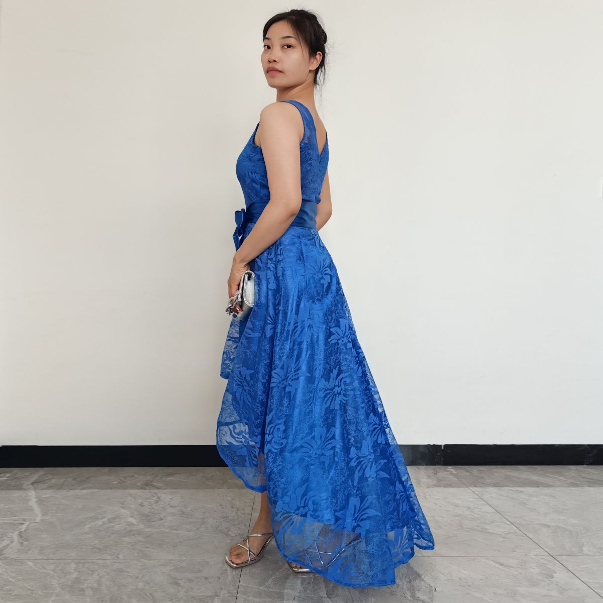 RINODERINA - Vestido Largo Elegante Encaje Moda Mujer