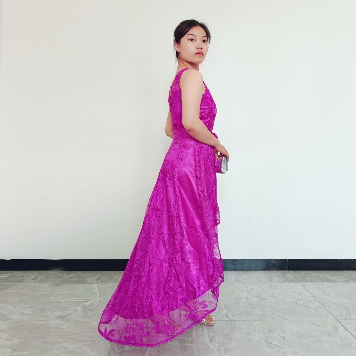 RINODERINA - Vestido Largo Elegante Encaje Moda Mujer