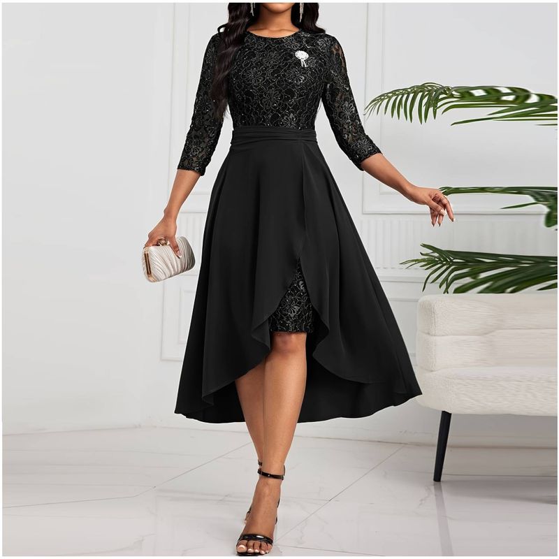 RINODERINA - Vestido Largo Elegante Encaje Moda Mujer