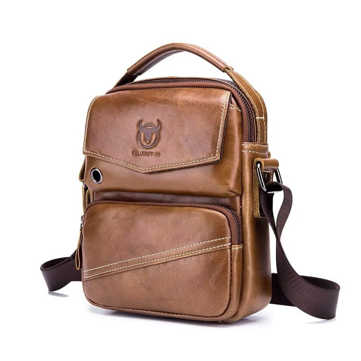 BULLCAPTAIN - BullCaptain - Morral de Cuero DJB-040-BR - Marrón