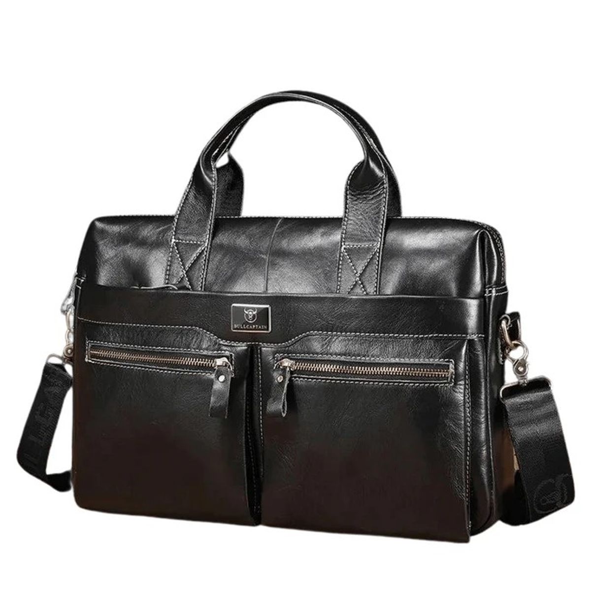 BULLCAPTAIN - BullCaptain - Maletín de Cuero GWB-056-BK - Negro
