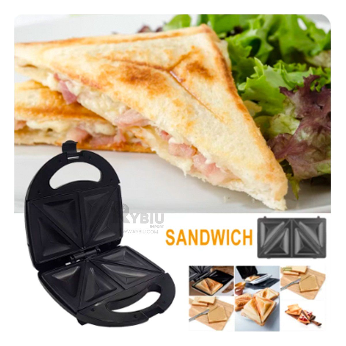 GENERICO - Sandwichera Versatil 8 en 1 en Tono Negro Y+Regalo Agendita