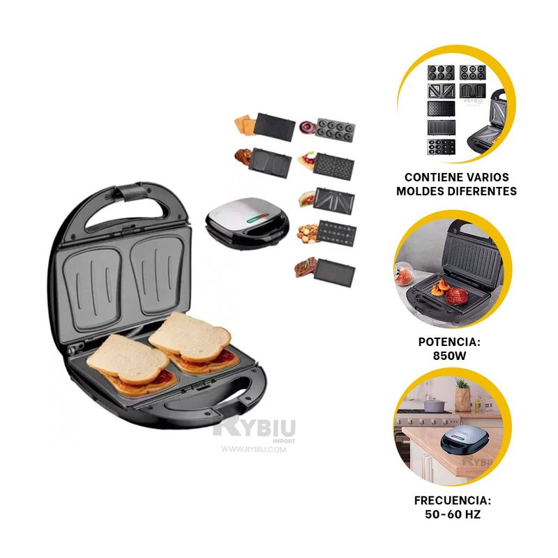 GENERICO - Tostador Practico Electrico 8 en 1 Negro Y+Regalo Agendita