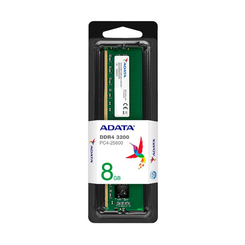 ADATA - MODULO RAM ADATA 8GB SDRAM 3200MHZ CL22 VERDE PN AD4U32008G22-SGN