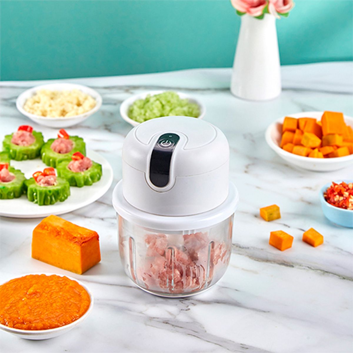 GENERICO - Triturador De Alimentos Verdudas Alimentos Electrico Usb Recargable.