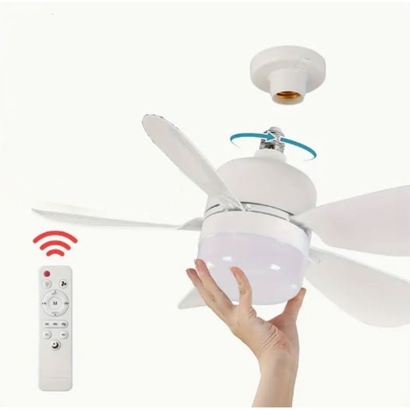 GENERICO - Ventilador de techo inteligente con luz, 3 velocidades, control remoto, iluminación LED, múltiples temperaturas de color, para uso doméstico, montaje empotrado de 16 "
