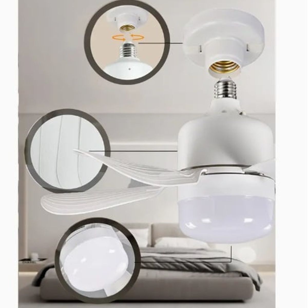 GENERICO - Ventilador de techo inteligente con luz