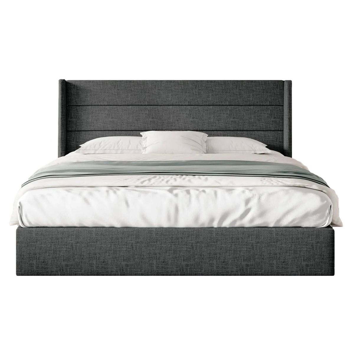 GENERICO - Cama Tapizada Listón Venus Gris Oscuro 1.5 Plz