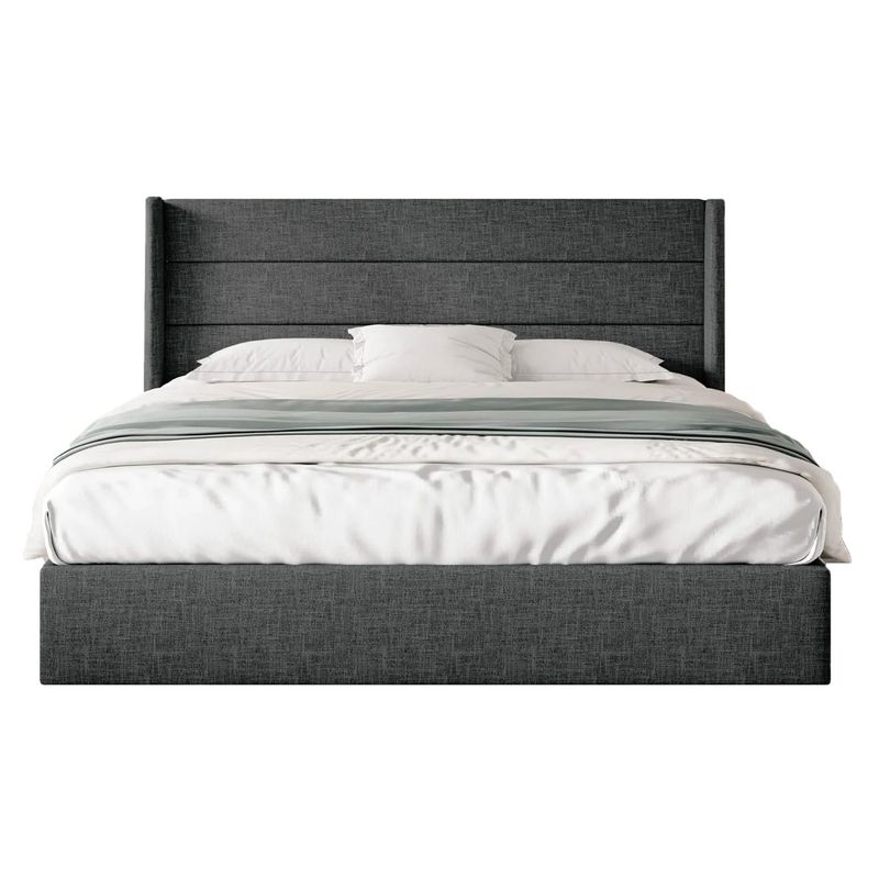 GENERICO - Cama Tapizada Listón Venus Gris Oscuro 1.5 Plz