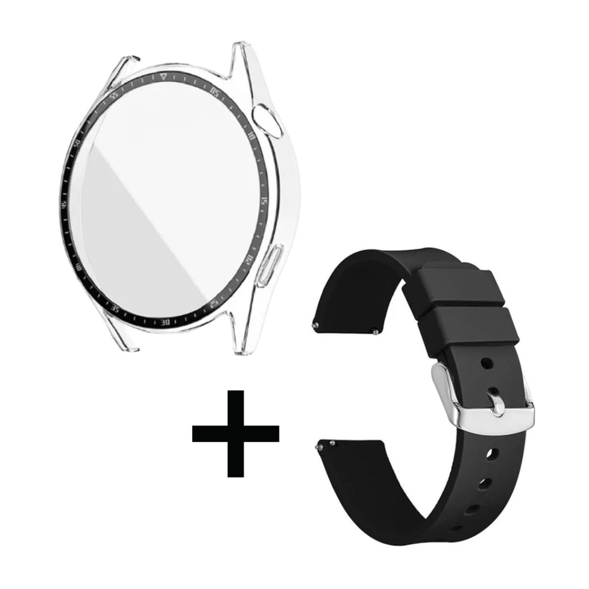 GENERICO - Pack case protector + correa negro para Huawei watch GT2 E