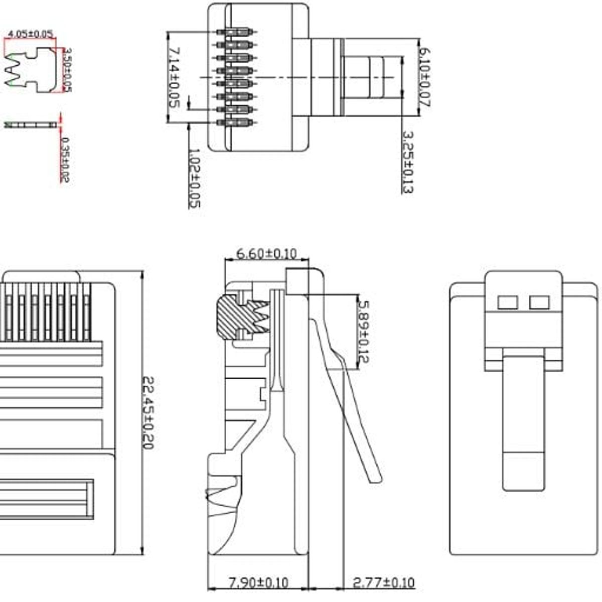 OEM - Conectores RJ45 CAT6 Pass Through - Pack 100 Unidades