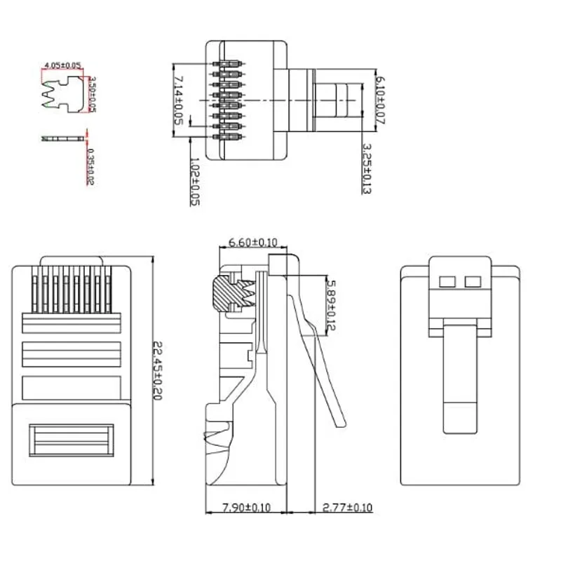 OEM - Conectores RJ45 CAT6 Pass Through - Pack 100 Unidades