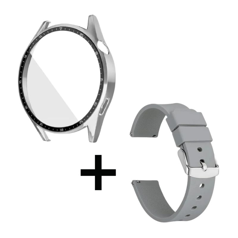 GENERICO - Pack case protector gris + correa gris para Huawei watch GT3 46 mm