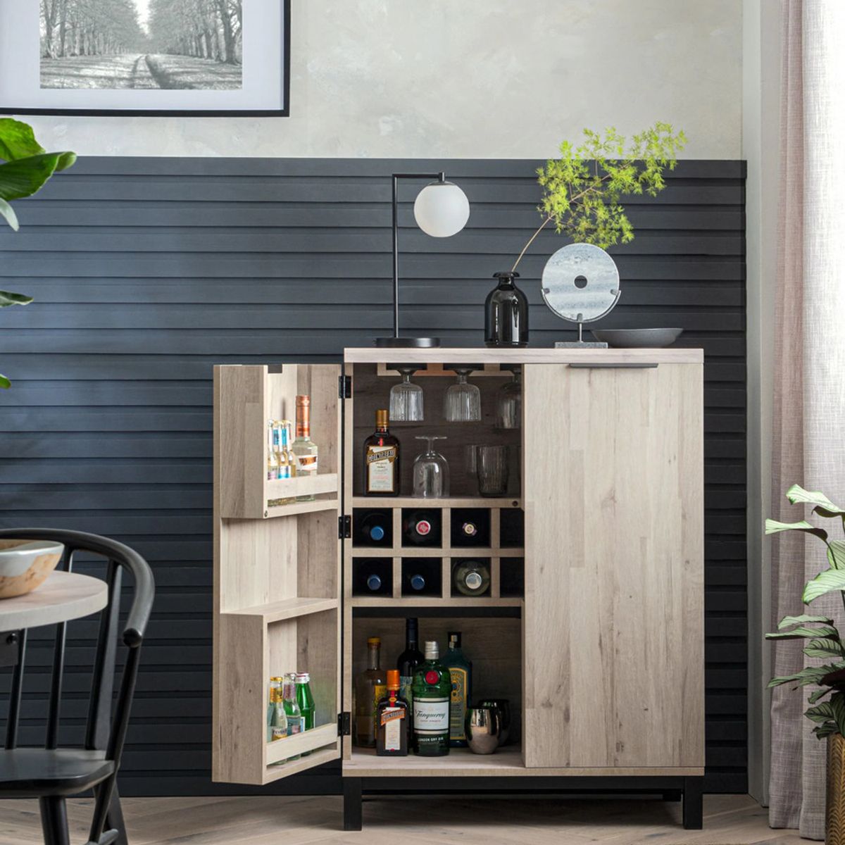 TU MESITA - Mesa de Bar Rústica Miller 2 puertas color Ceniza TU MESITA