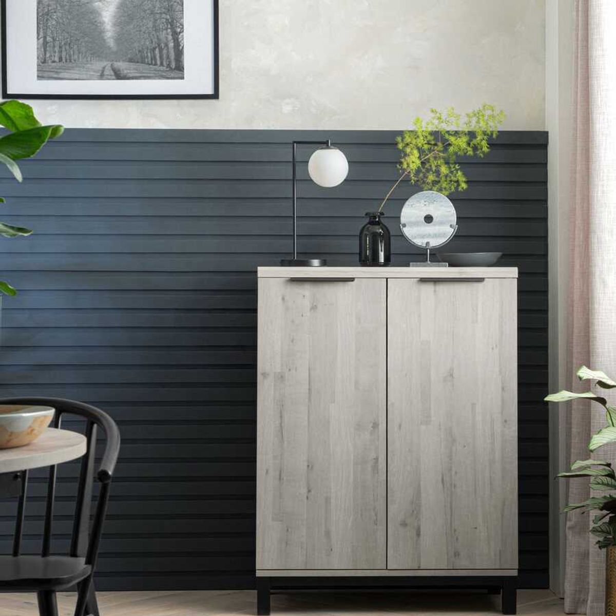 TU MESITA - Mesa de Bar Rústica Miller 2 puertas color Ceniza TU MESITA