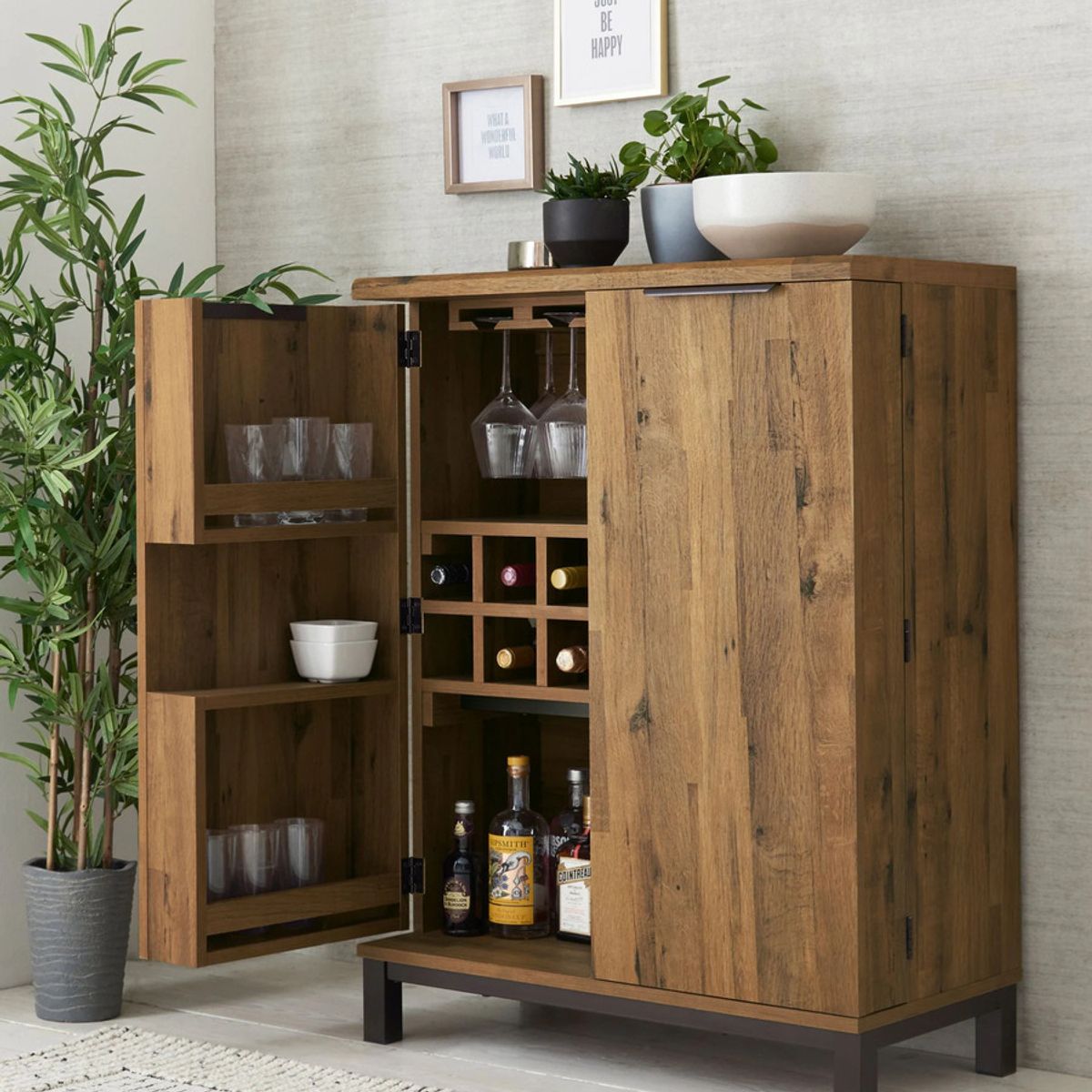 TU MESITA - Mesa de Bar Rústica Miller 2 puertas color Marrón TU MESITA