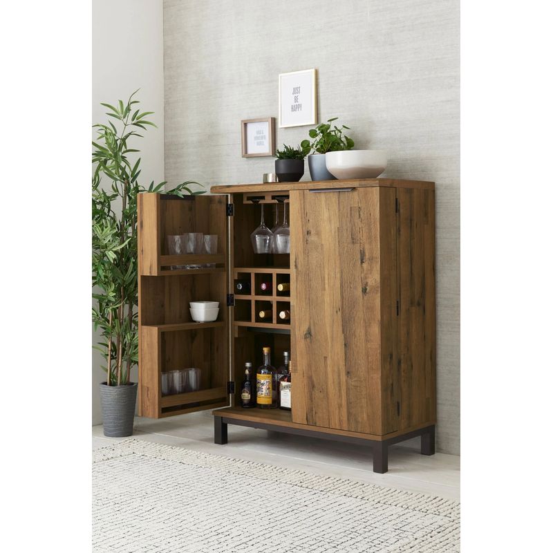 TU MESITA - Mesa de Bar Rústica Miller 2 puertas color Marrón TU MESITA