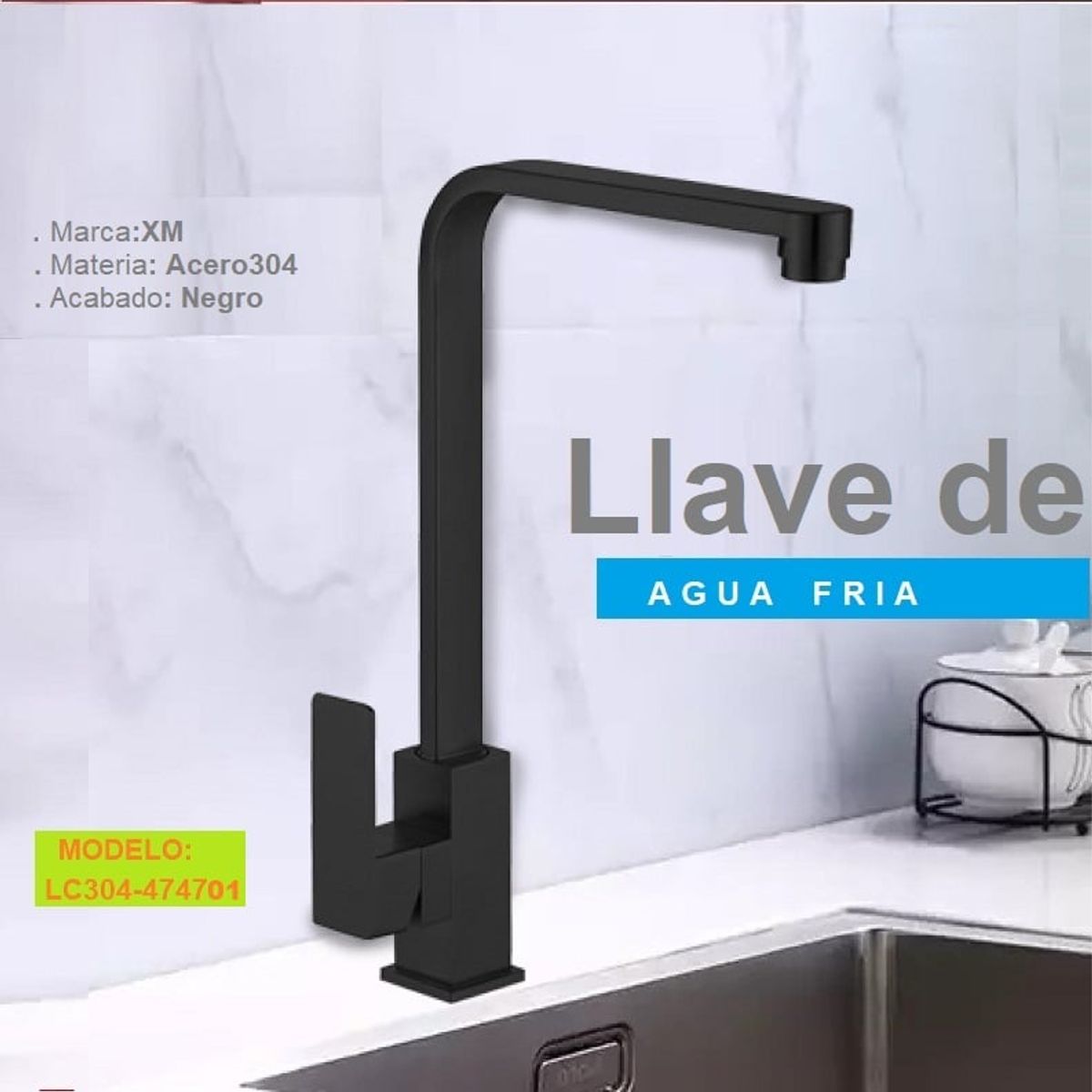 XM - GRIFERÍA PARA COCINA MUEBLE NEGRO  LC304-474701