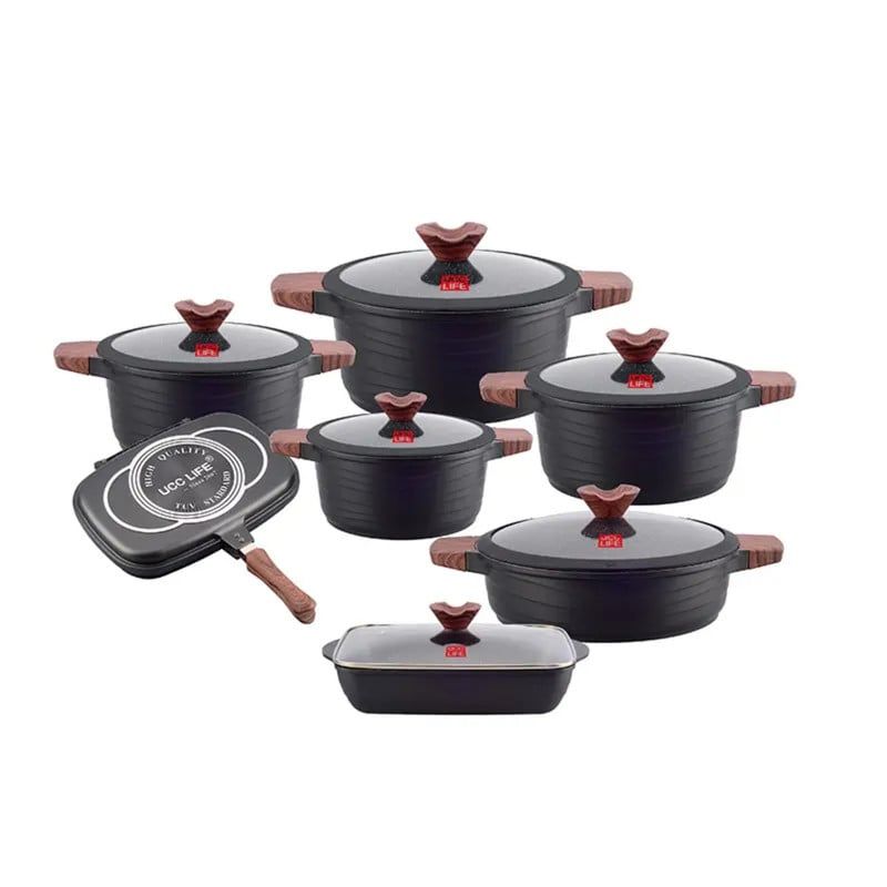 OEM - Juegos de Ollas Marrón Elegantes de Granito UCC LIFE 14 Piezas