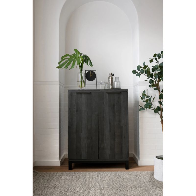 TU MESITA - Mesa de Bar Rústica Miller 2 puertas color Negro TU MESITA