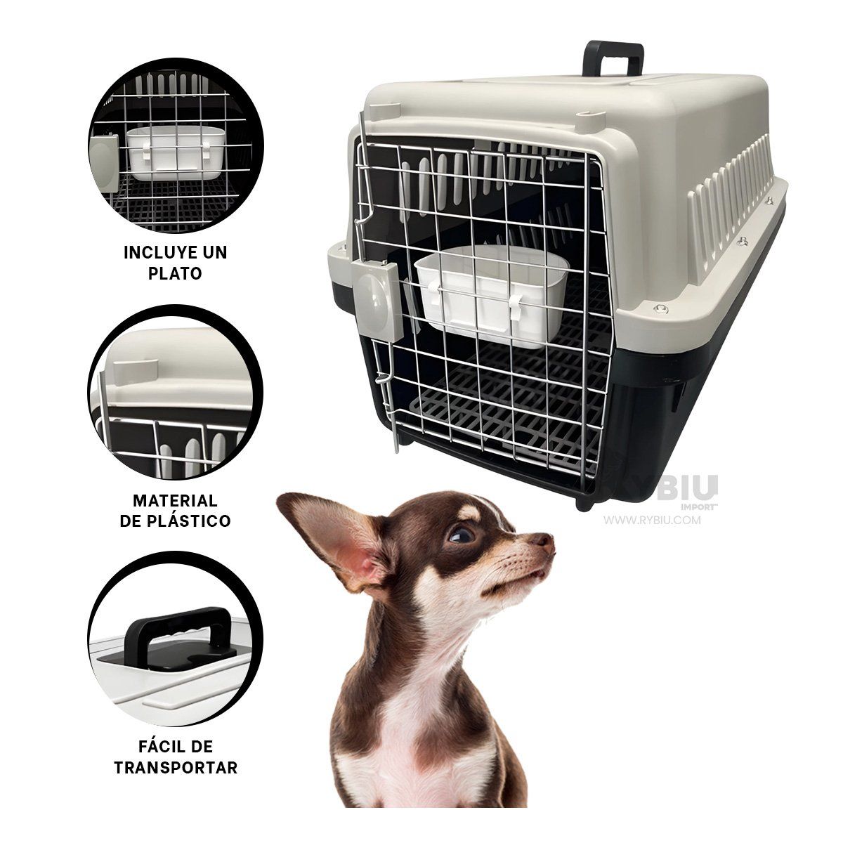 GENERICO - Caja Funcional de Viaje de Perro L60 Negro Y+Regalo Agendita