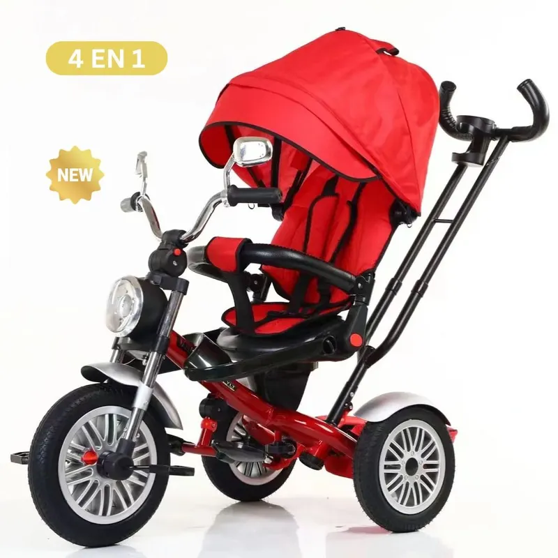 GENERICO - Triciclo Reclinable y Giratorio 4 en 1 Rojo para Niños