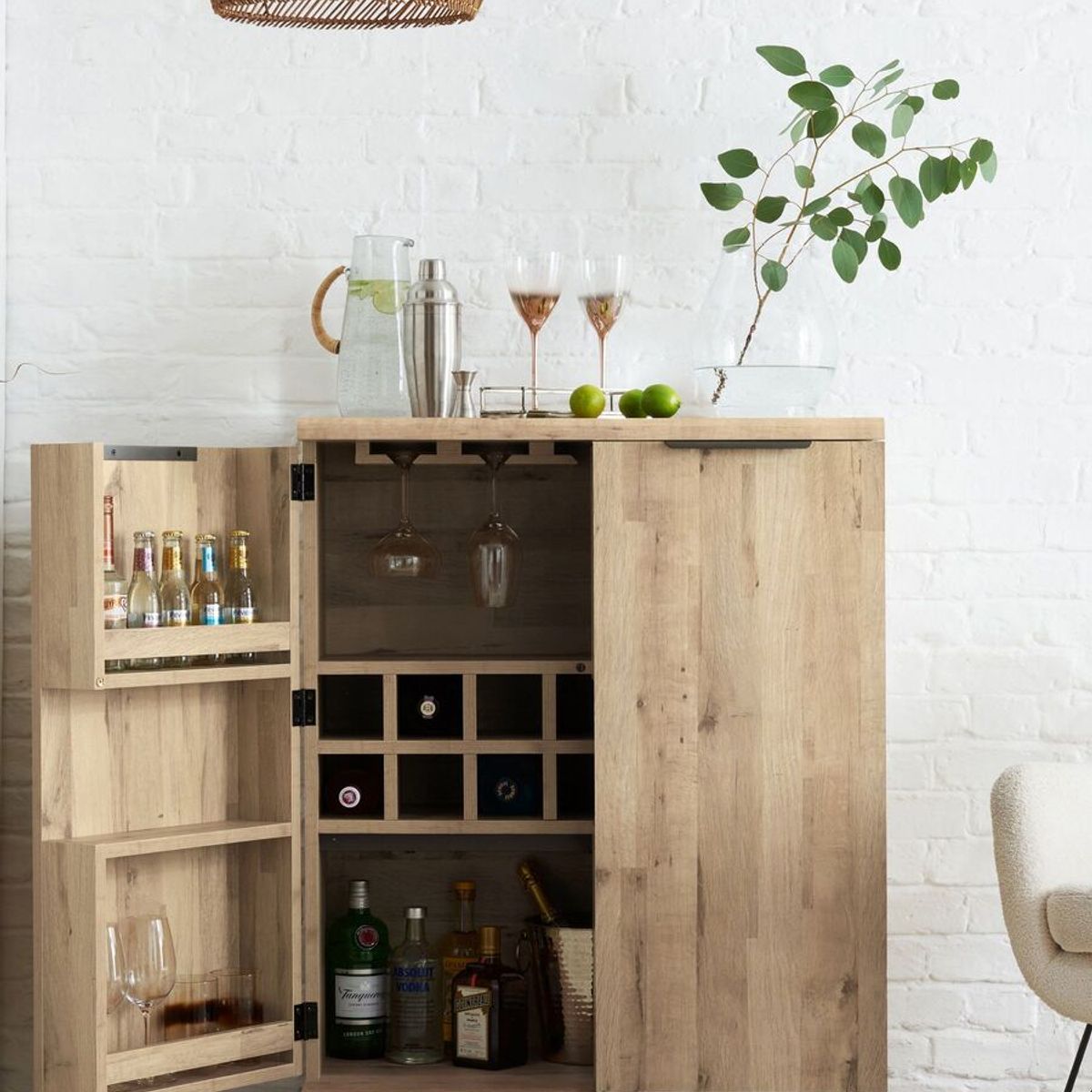 TU MESITA - Mesa de Bar Rústica Miller 2 puertas color Natural TU MESITA