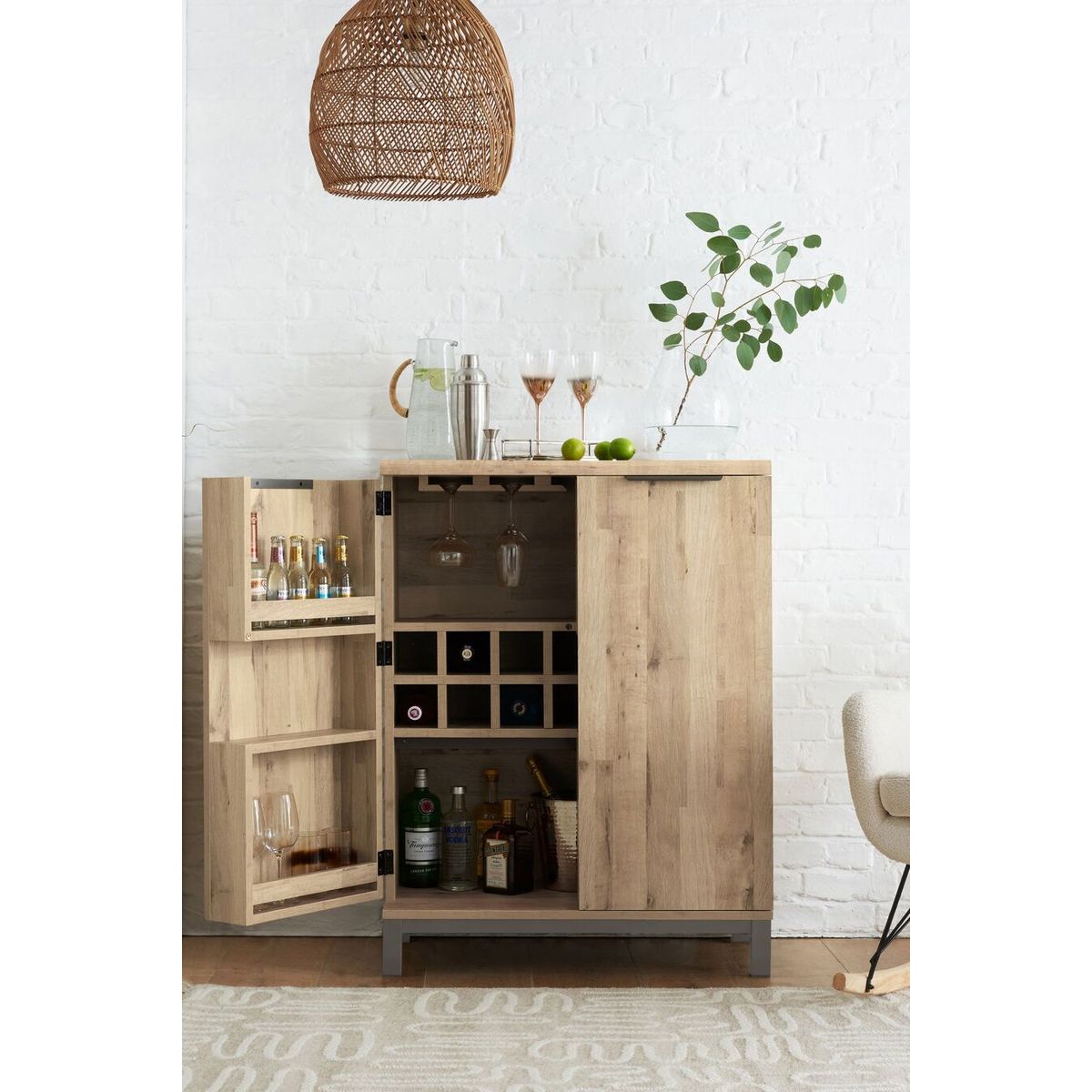 TU MESITA - Mesa de Bar Rústica Miller 2 puertas color Natural TU MESITA