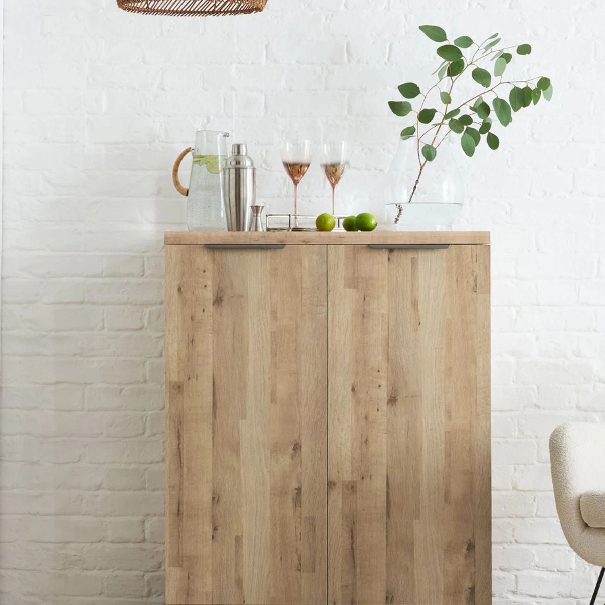 TU MESITA - Mesa de Bar Rústica Miller 2 puertas color Natural TU MESITA