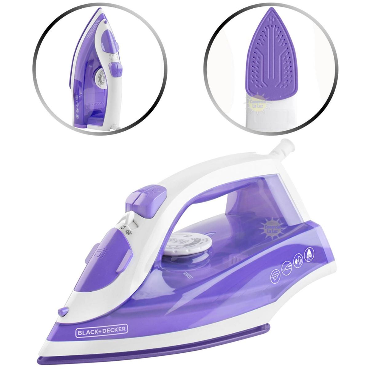 BLACK+DECKER - PLANCHA BLACK AND DECKER TRUEGLIDE CON GOLPE DE VAPOR - LILA IRBD204