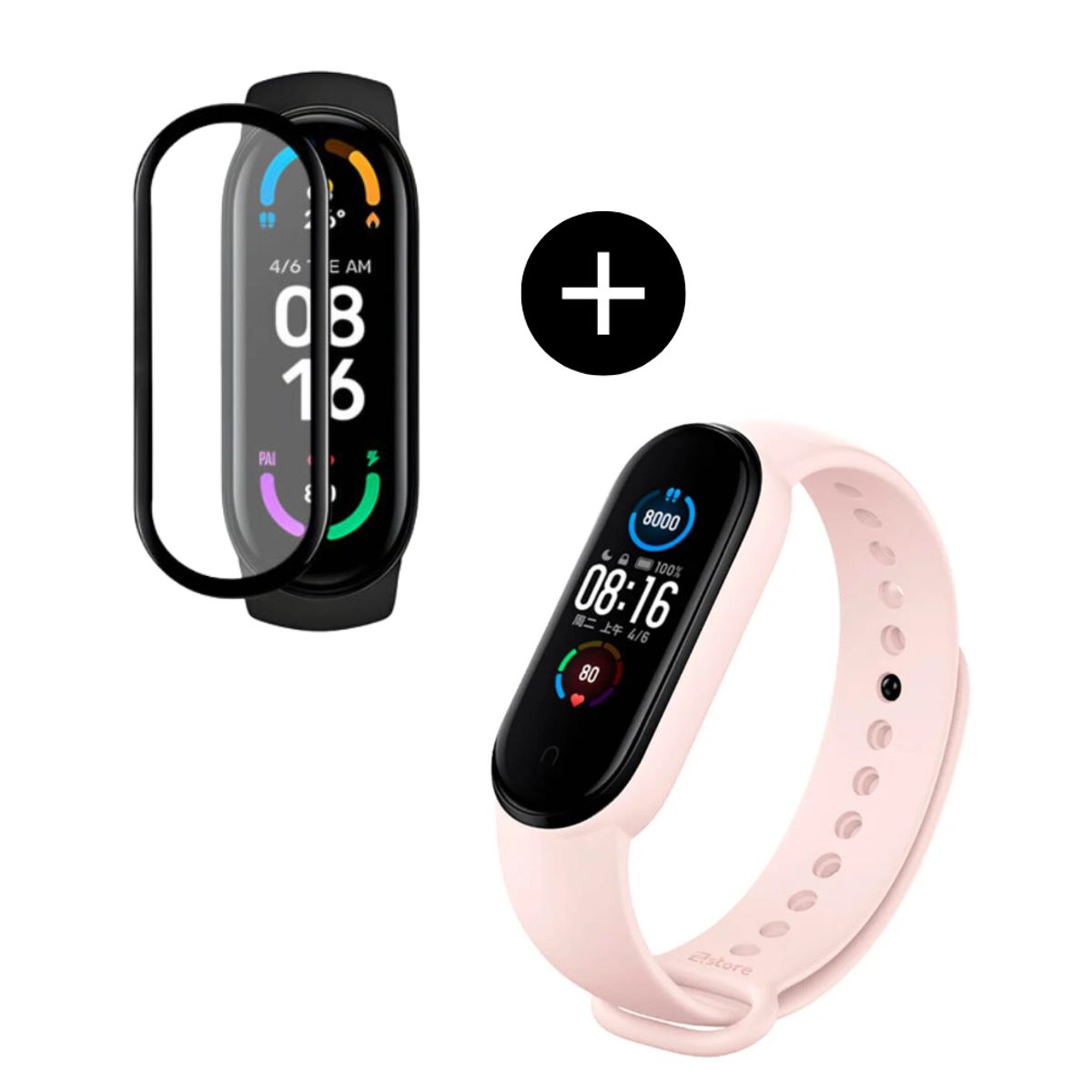 GENERICO - Pack correa Rosa + mica de vidrio para MI Band 7