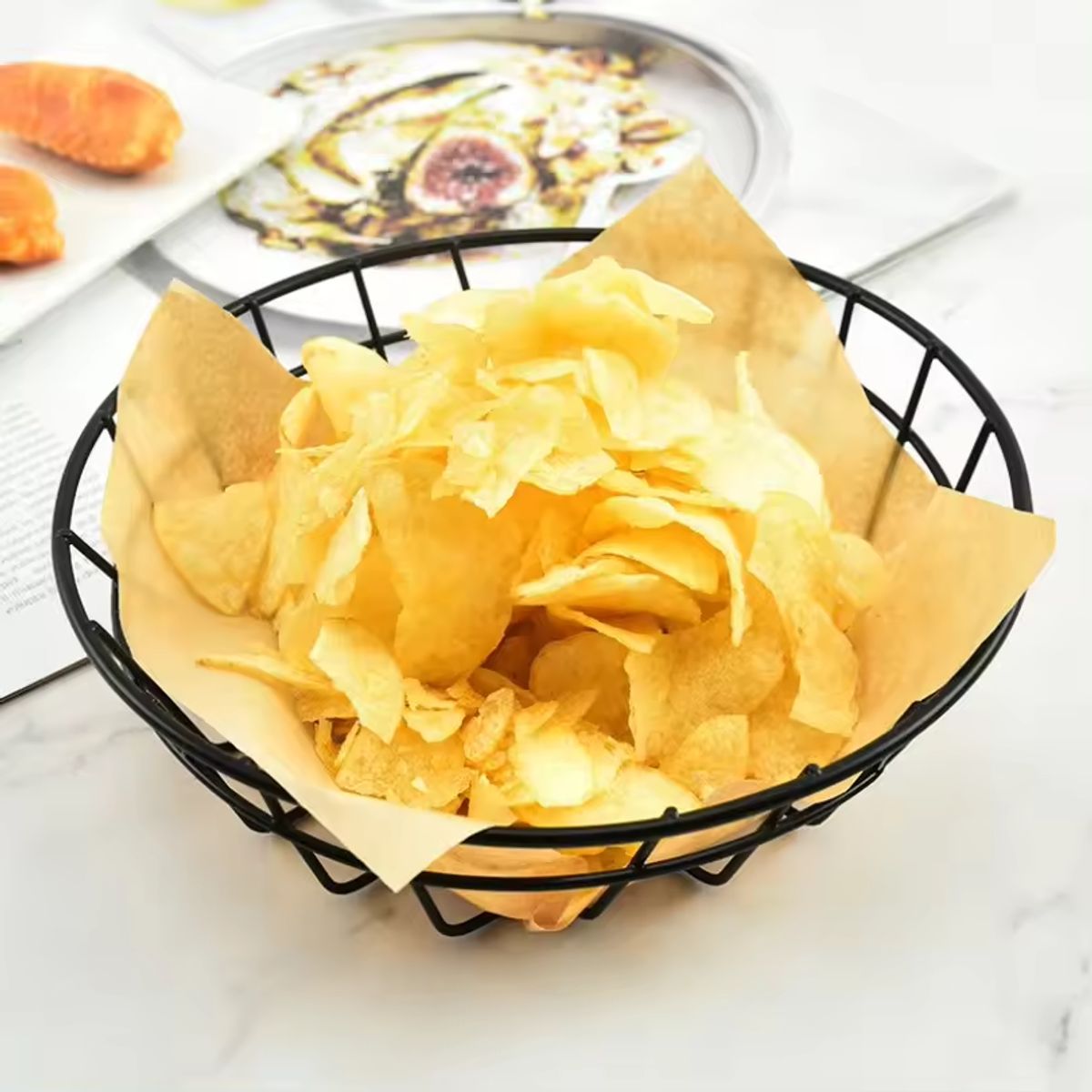 GENERICO - Pack 02 Cesto de Metal 25cm Para Papas Fritas Snack