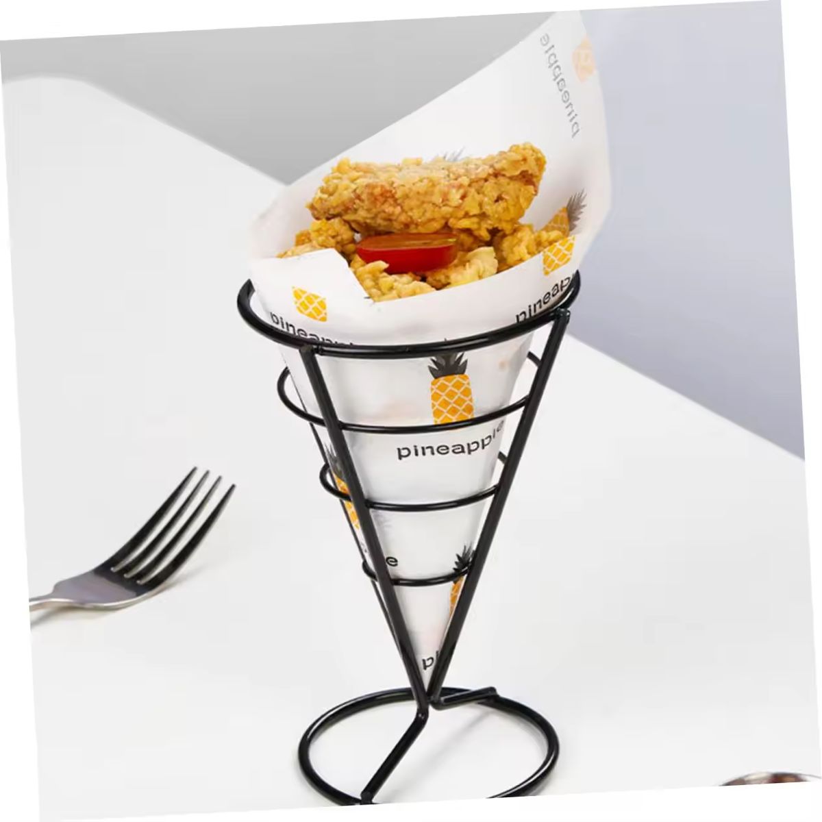 GENERICO - CESTO CONICO DE METAL  10 CM PARA PAPAS FRITAS SNACK