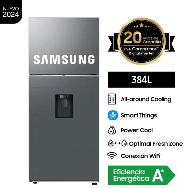 SAMSUNG - Refrigeradora Samsung Top Mount 384Lt RT38DG6730S9PE Plateado