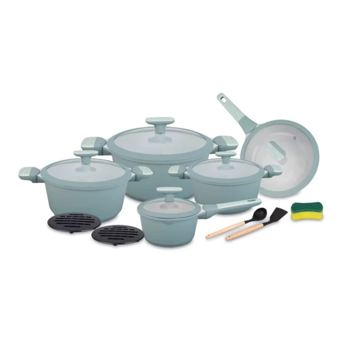 PENTHA - Juego Ollas y Sarten UCC Life 15 Pcs Granito Antiadherente Azul