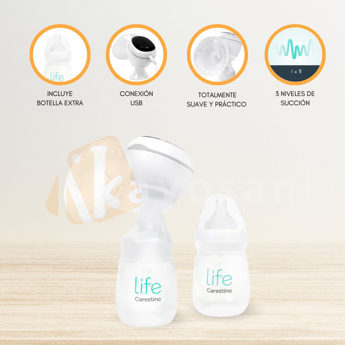 CARESTINO - Extractor de Leche Eléctrico «POCKET» con Batería