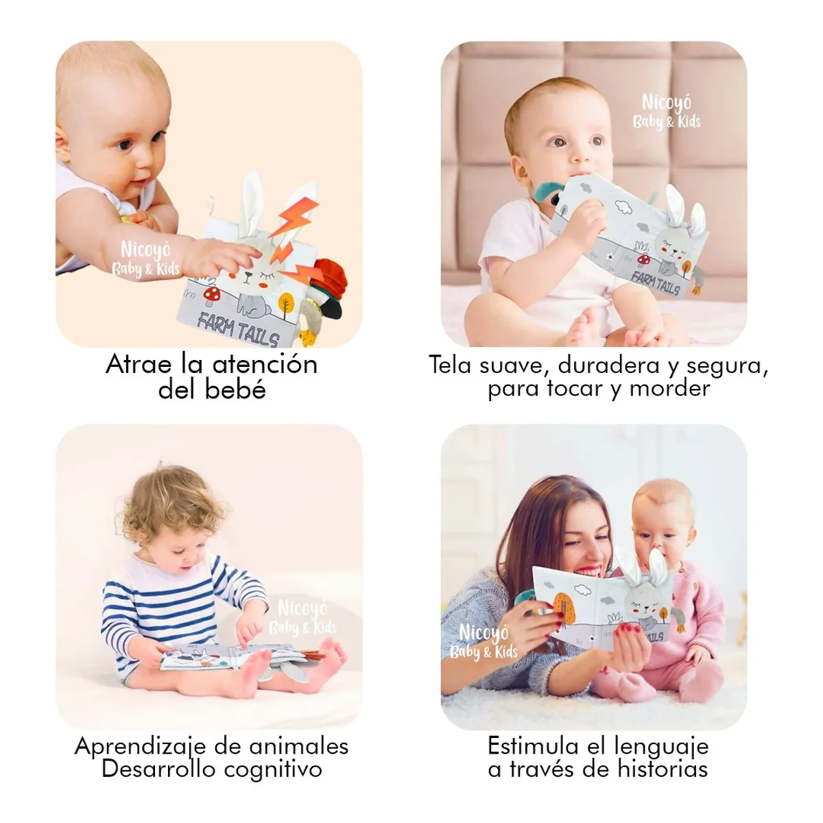 BABY - Libro Sensorial 3D para Bebés con Texturas y Sonido CONEJITO