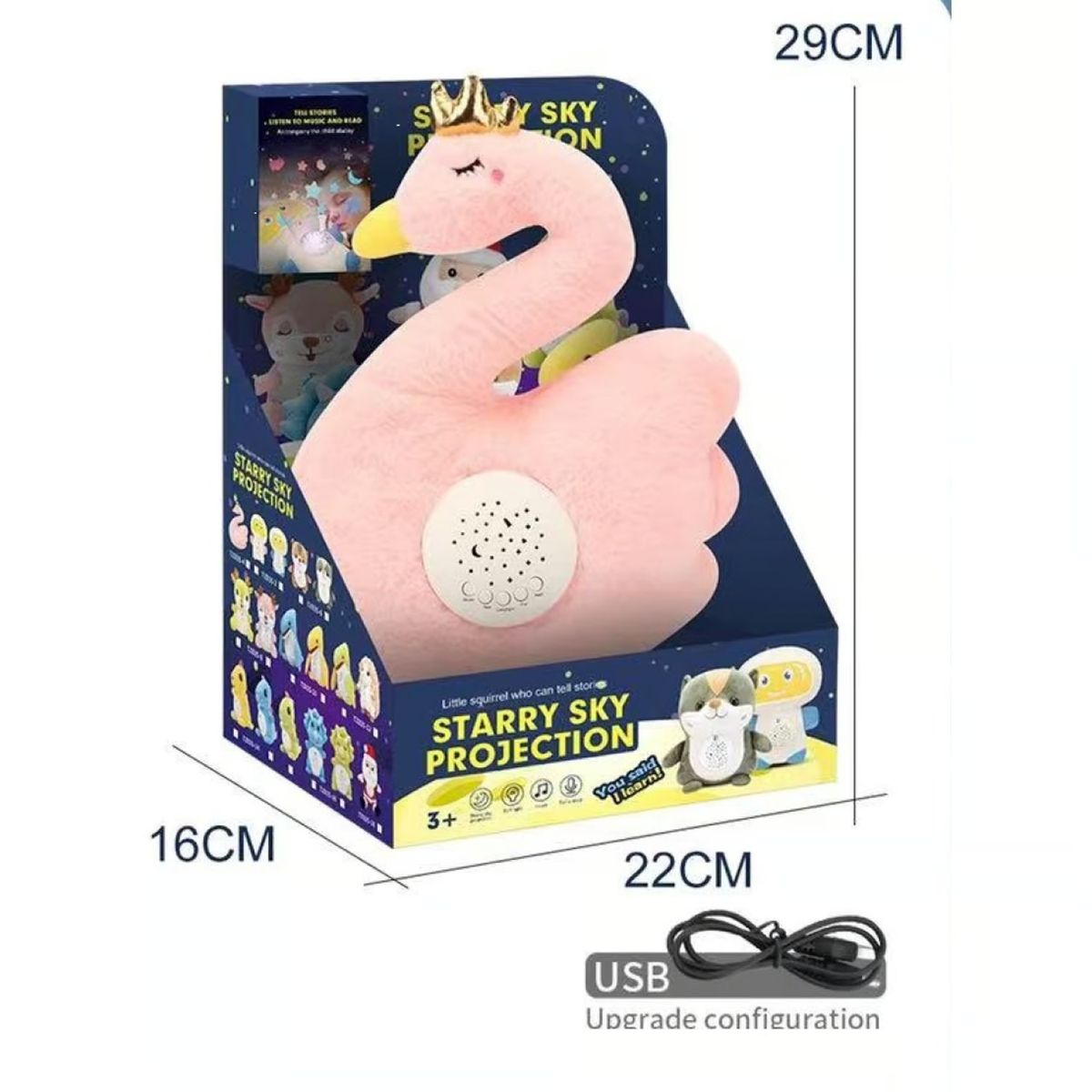 GENERICO - PELUCHE  EN FORMA DE CISNE CON PROYECTOR