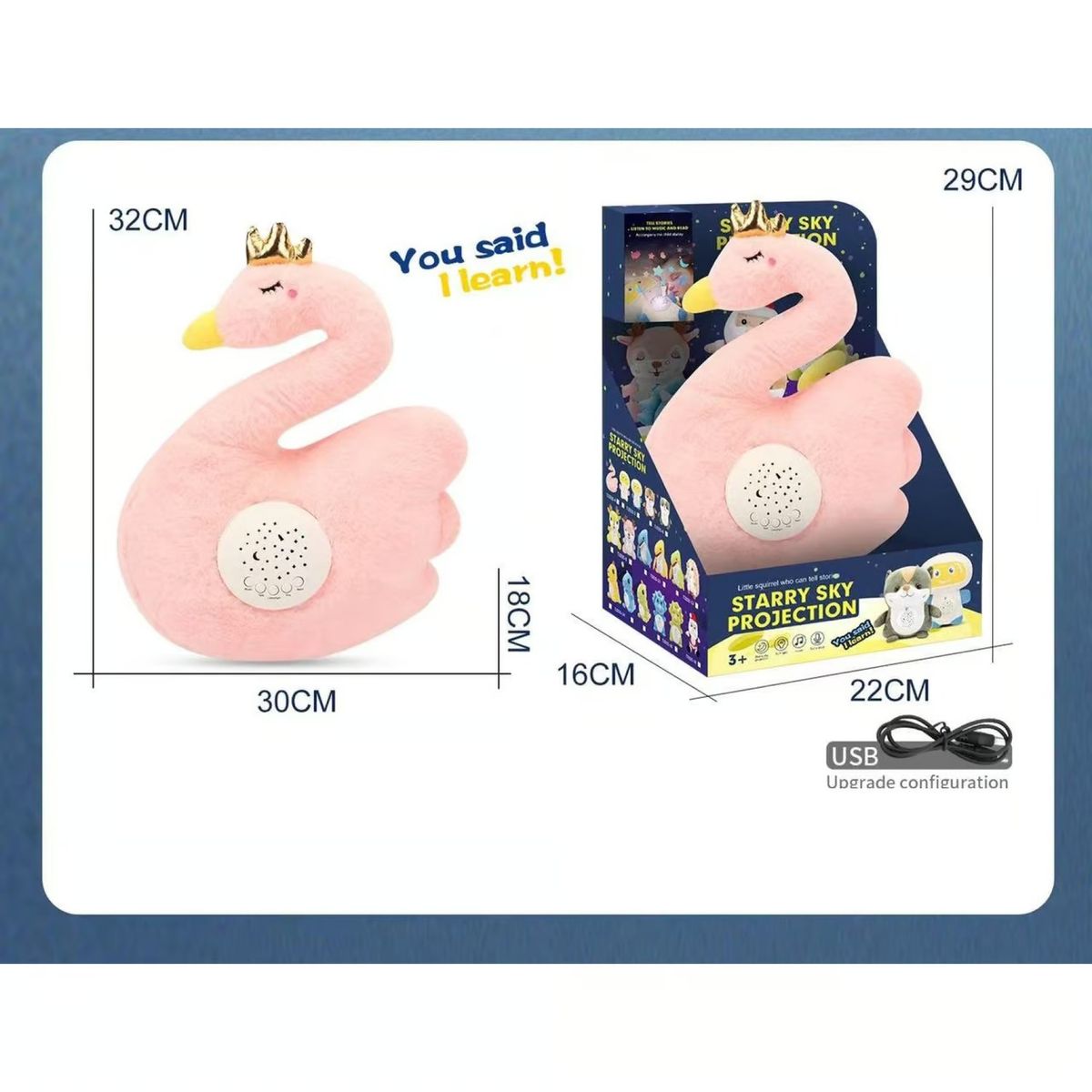 GENERICO - PELUCHE  EN FORMA DE CISNE CON PROYECTOR