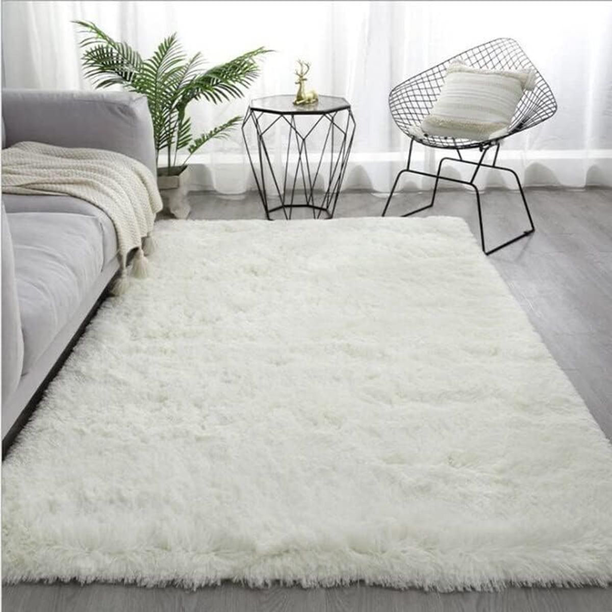 GENERICO - Alfombra Rectangular peluche pelo largo 1.60 x 2.00m Perla