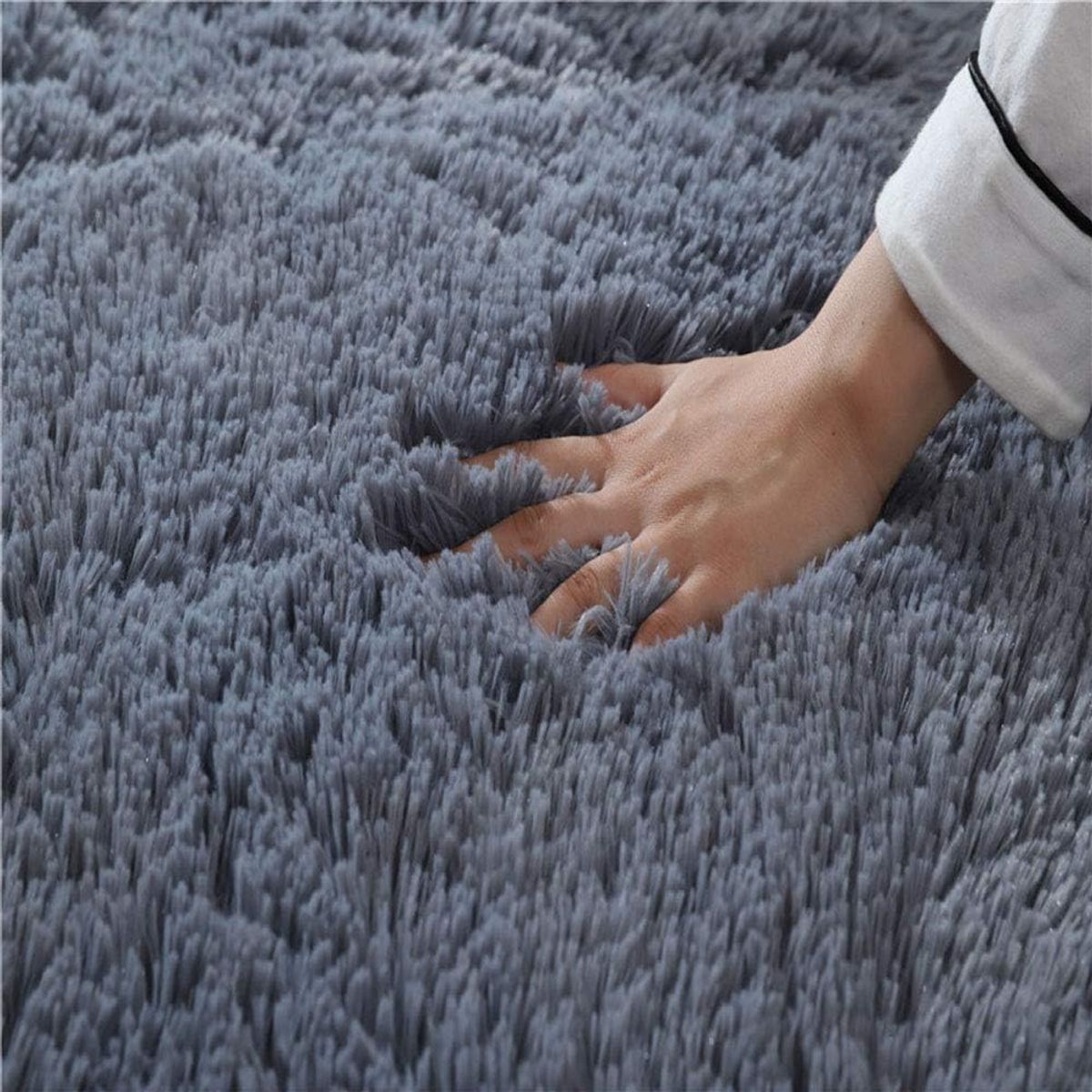 GENERICO - Alfombra Rectangular peluche pelo largo 1.60 x 2.00m Gris