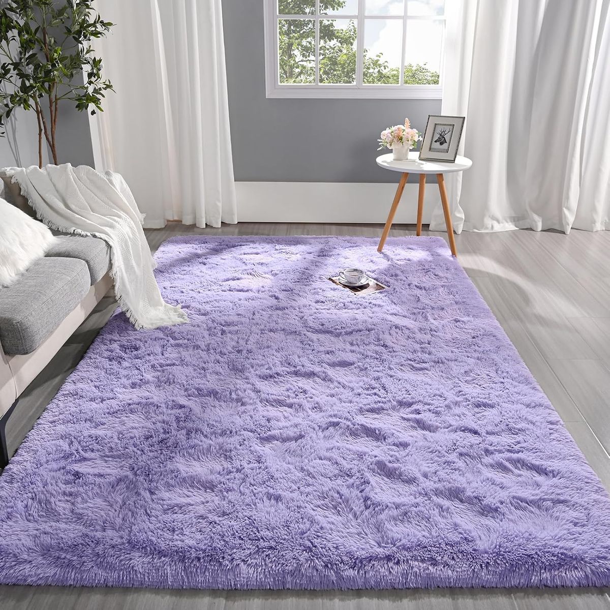 GENERICO - Alfombra Rectangular peluche pelo largo 1.60 x 2.00m Lila